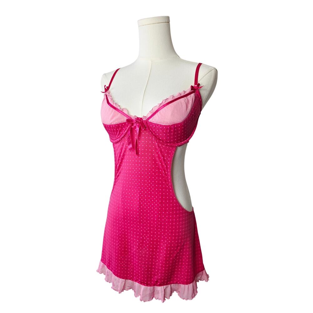 VS Sexy Little Thing Hot Pink Polka Dot Apron Babydoll